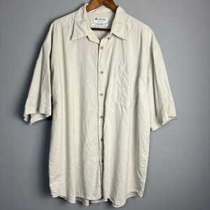 Columbia Beige Button Up‎ Shirt Short SL Casual Outdoor Utility Ramie Blend XXL